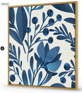 Navy Foliage Framed Canvas