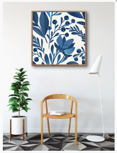 Load image into Gallery viewer, Navy Foliage Framed Canvas