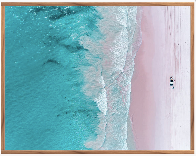 Pink Ocean Shore Floating Frame Print
